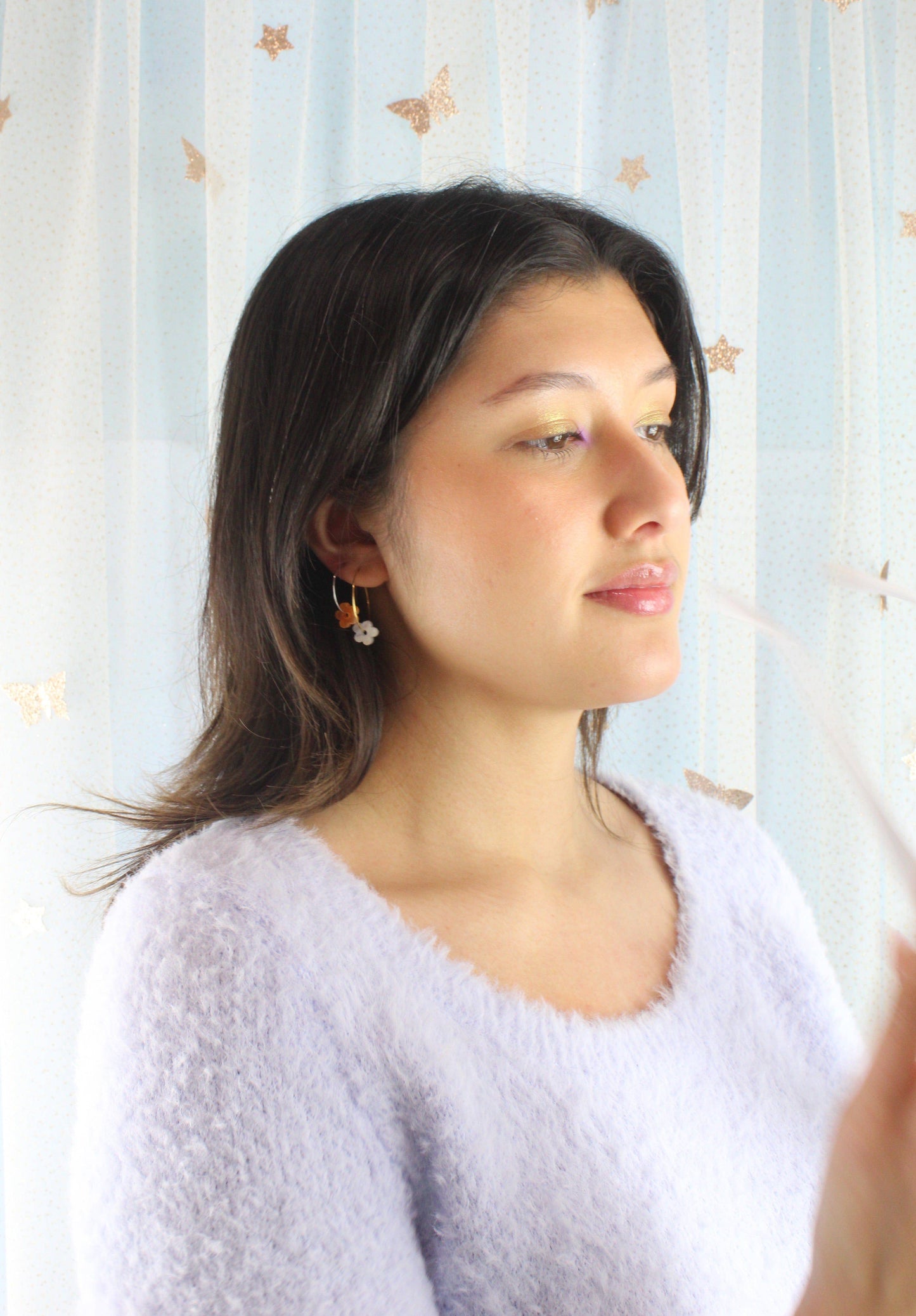 Tangerine Dream Flower Power Hoop Earring Set