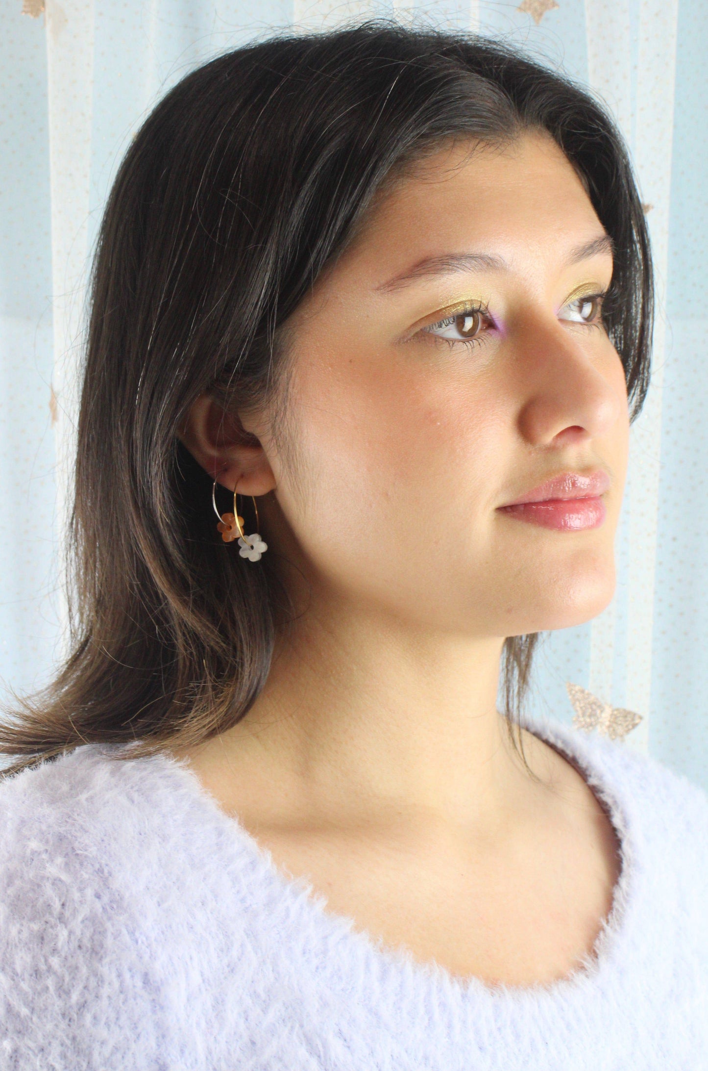 Tangerine Dream Flower Power Hoop Earring Set