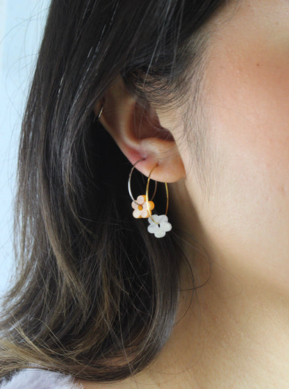 Tangerine Dream Flower Power Hoop Earring Set