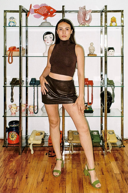 RLH739 - Leather Micro Mini Skort