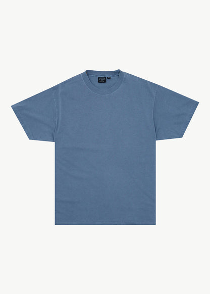 AFENDS Mens Genesis - Heavyweight Boxy Tee - Washed Slate Blue