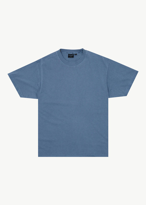 AFENDS Mens Genesis - Heavyweight Boxy Tee - Washed Slate Blue