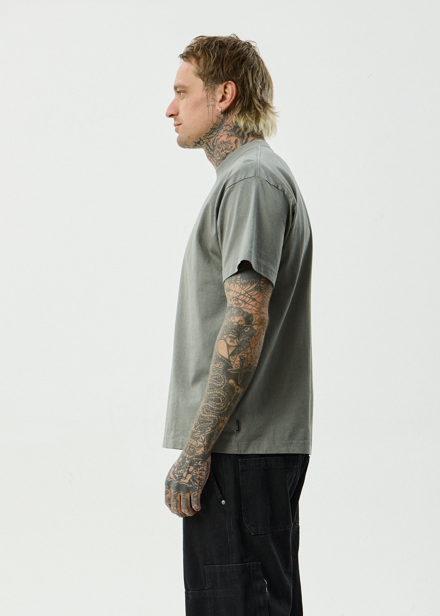 AFENDS Mens Genesis - Heavyweight Boxy Tee - Washed Sycamore
