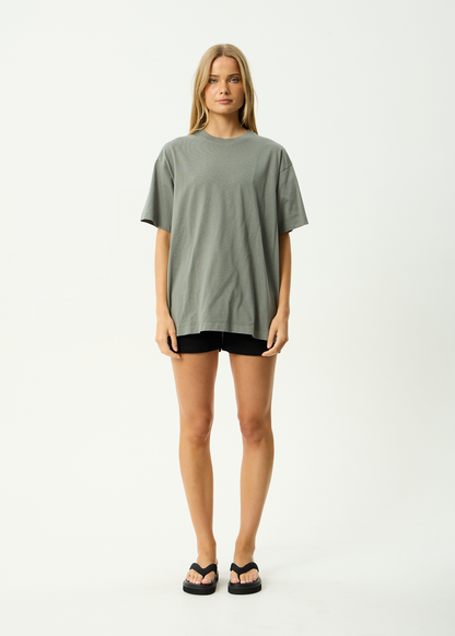 AFENDS Mens Genesis - Heavyweight Boxy Tee - Washed Sycamore