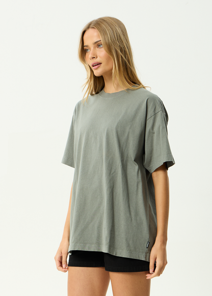 AFENDS Mens Genesis - Heavyweight Boxy Tee - Washed Sycamore