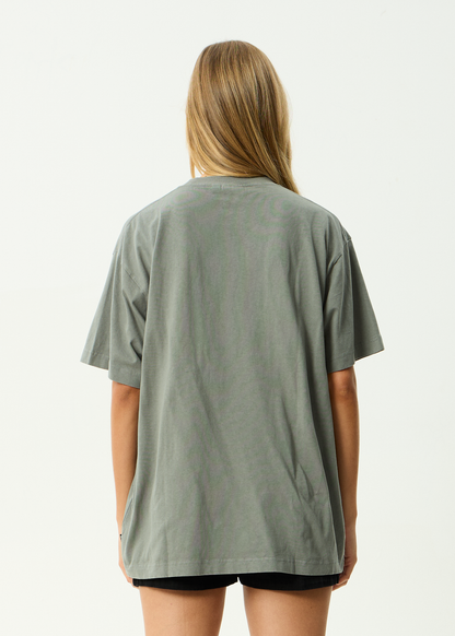 AFENDS Mens Genesis - Heavyweight Boxy Tee - Washed Sycamore