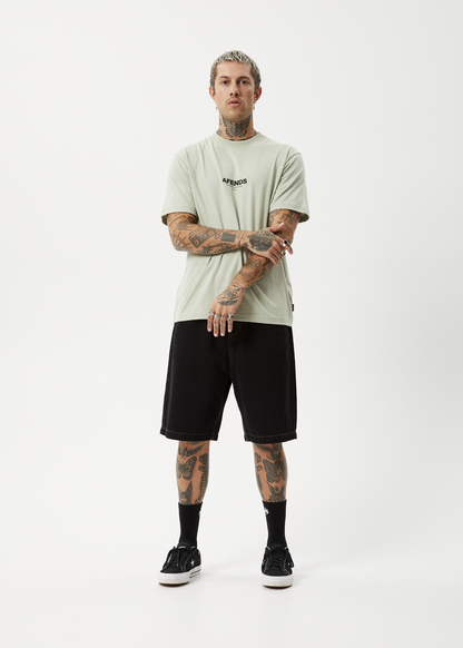 AFENDS Mens Vinyl - Retro Tee - Eucalyptus