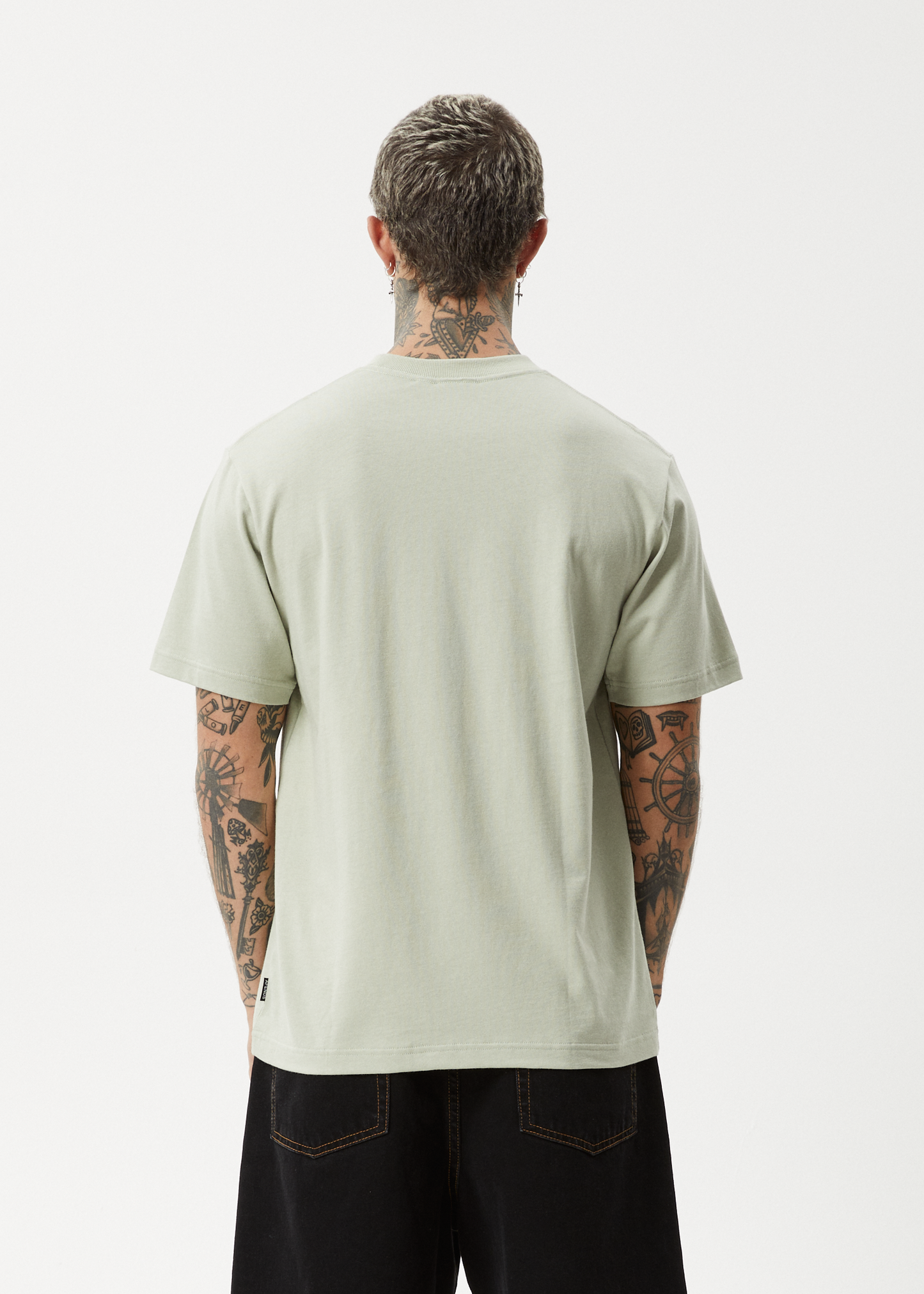 AFENDS Mens Vinyl - Retro Tee - Eucalyptus