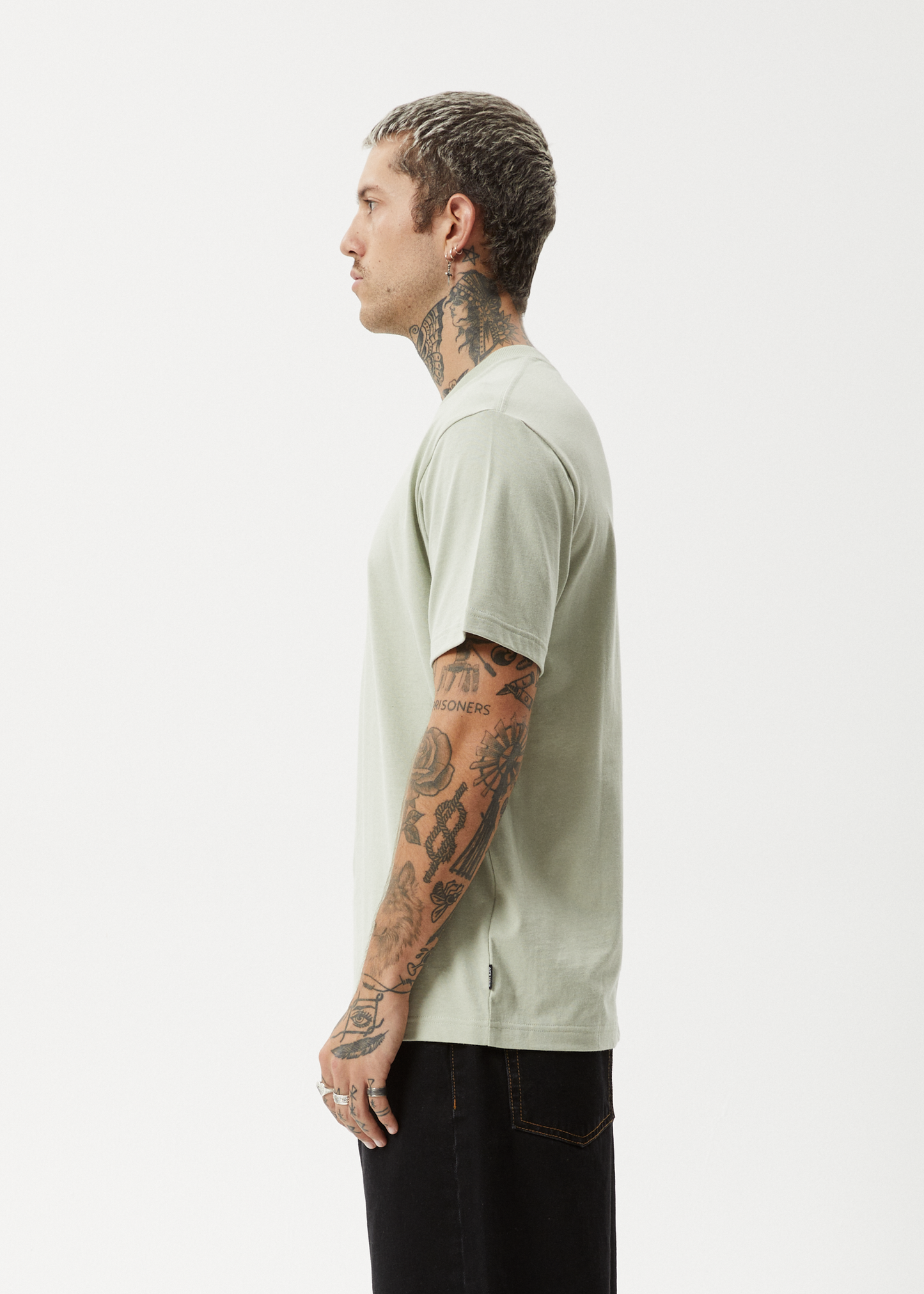 AFENDS Mens Vinyl - Retro Tee - Eucalyptus