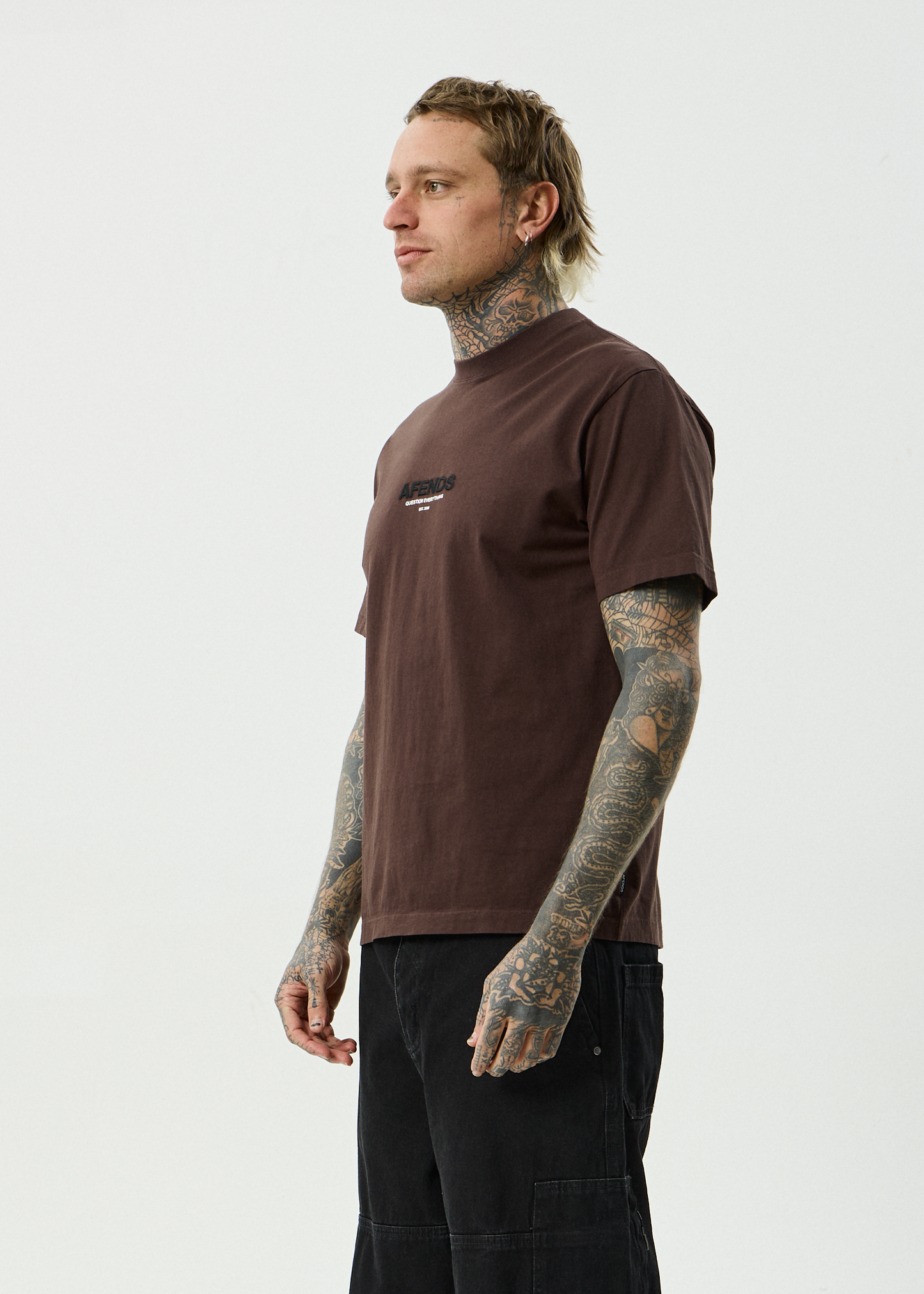 AFENDS Mens Vinyl - Retro Tee - Washed Coffee