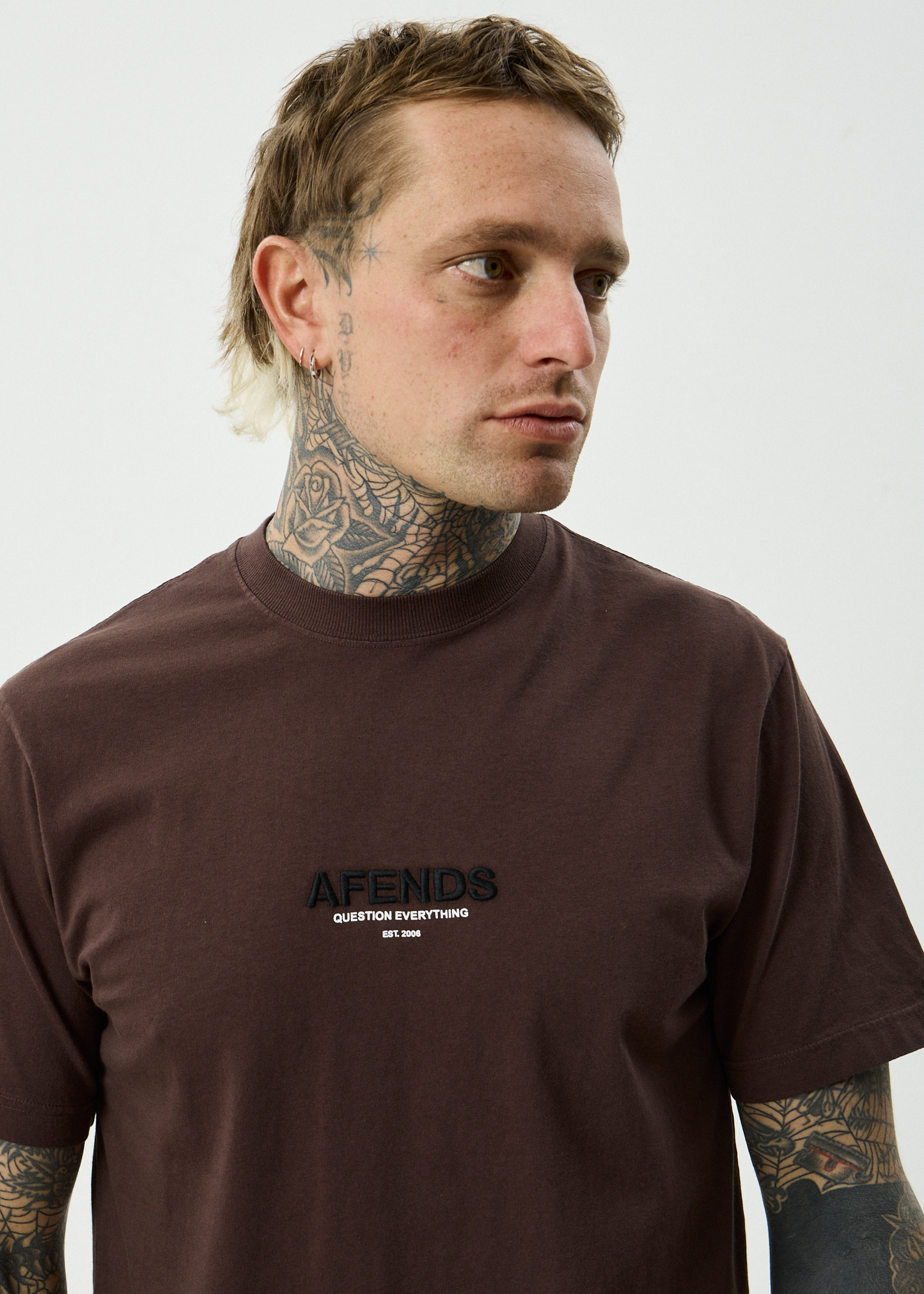 AFENDS Mens Vinyl - Retro Tee - Washed Coffee