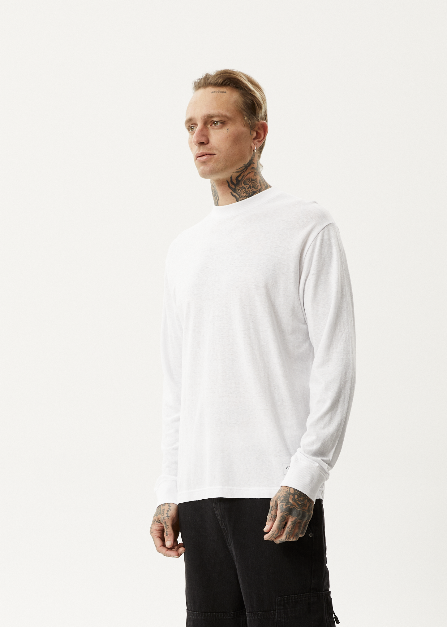 AFENDS Mens Essential - Long Sleeve Tee - White