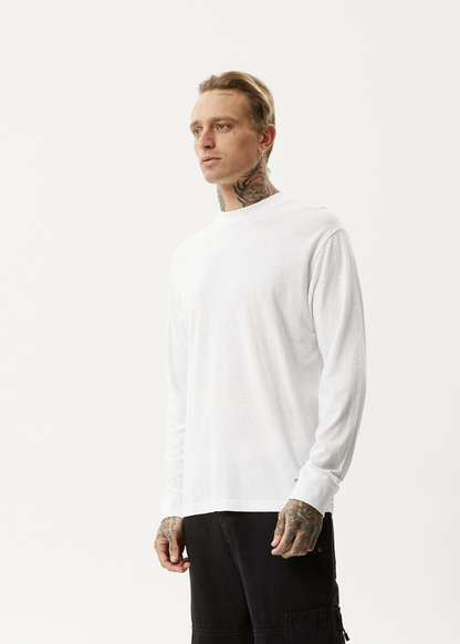AFENDS Mens Essential - Long Sleeve Tee - White