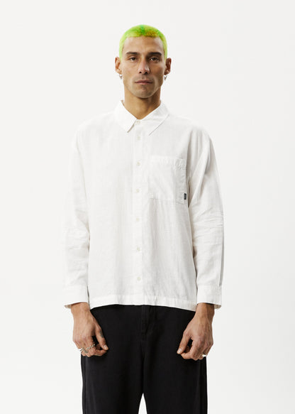 AFENDS Mens Everyday - Long Sleeve Shirt - White