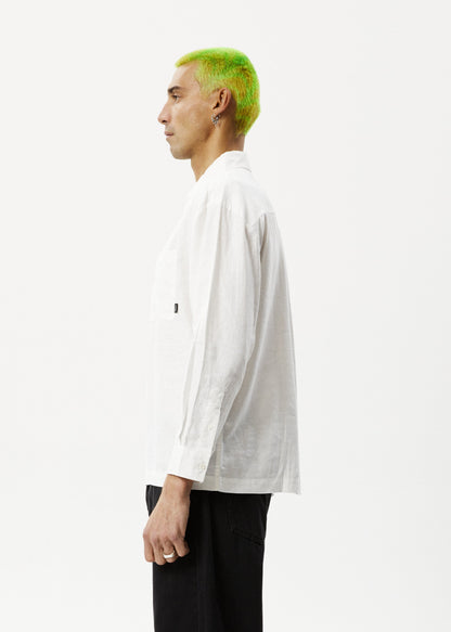 AFENDS Mens Everyday - Long Sleeve Shirt - White