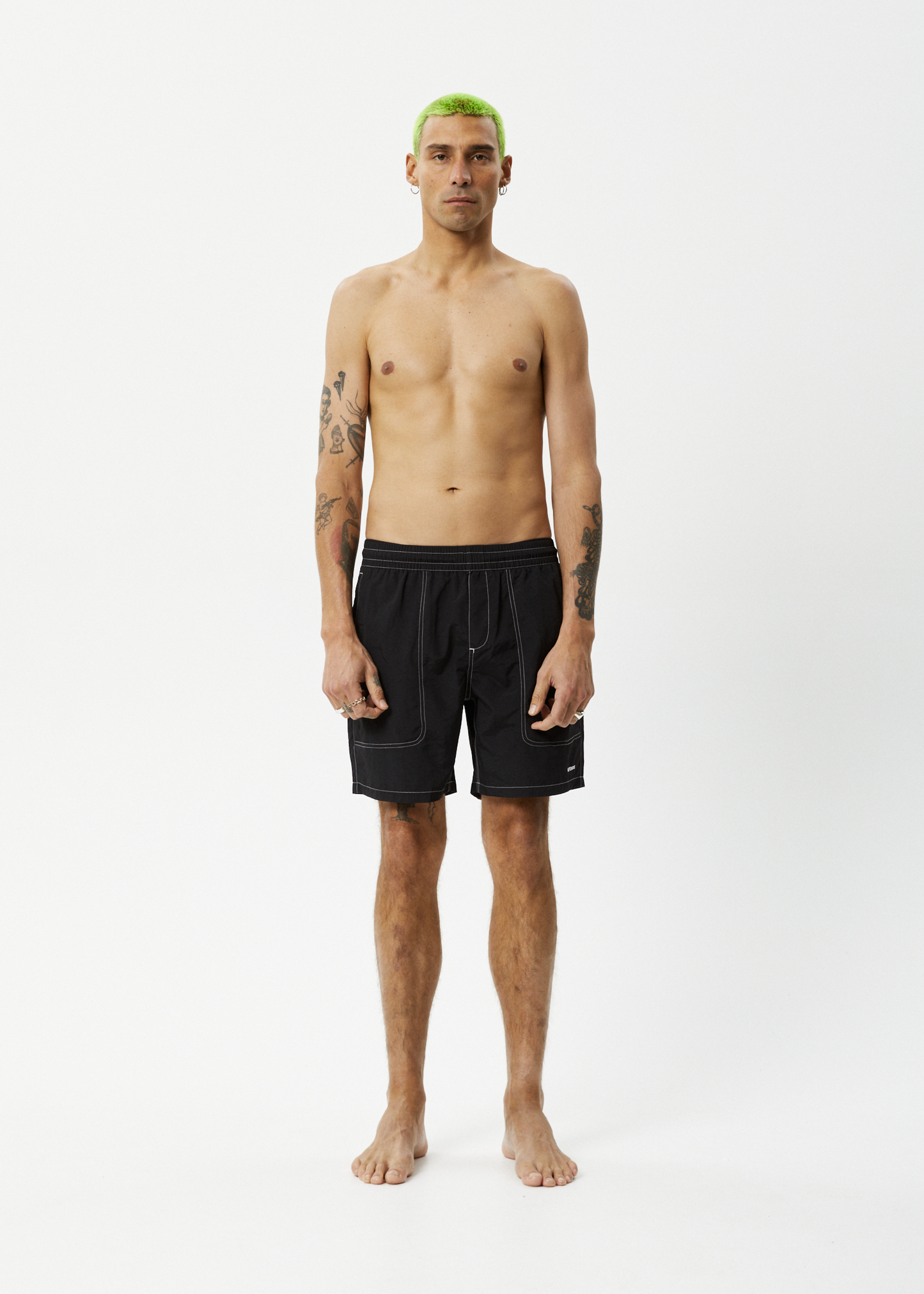 AFENDS Mens Baywatch - Swim Short 18" - Black