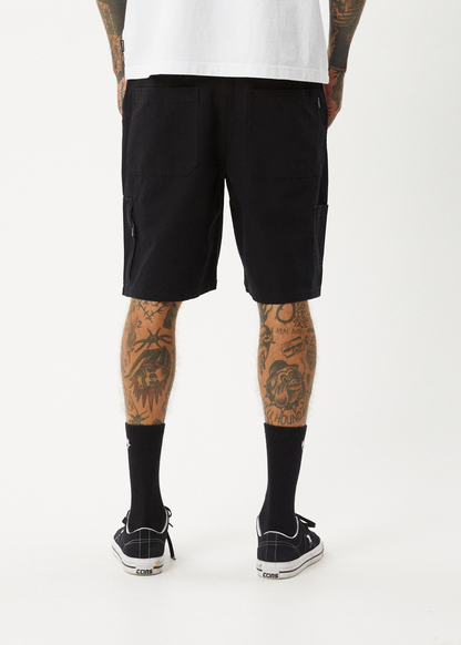 AFENDS Mens Harper - Canvas Workwear Short 22" - Black