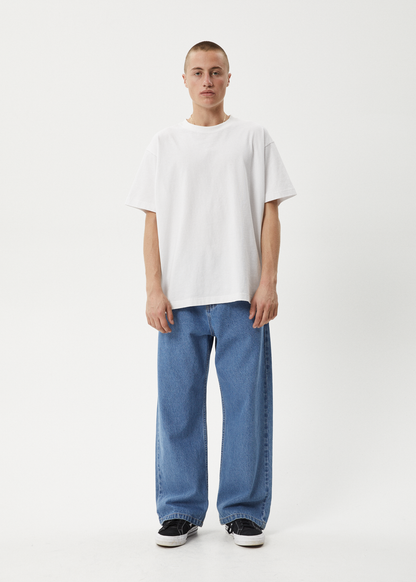 AFENDS Mens Pablo - Denim Baggy Jean - Worn Blue