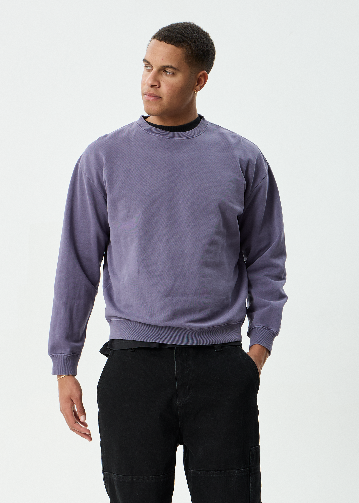 AFENDS Mens Genesis - Crew Neck - Vintage Aubergine