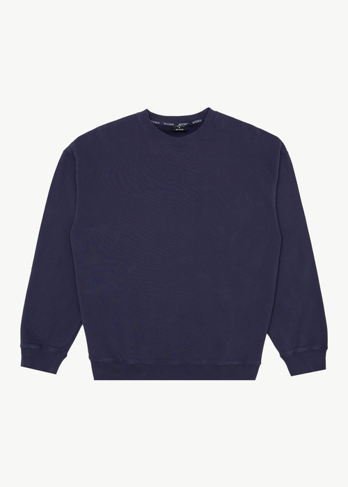 AFENDS Mens Genesis - Boxy Long Sleeve Tee - Washed Deep Sea