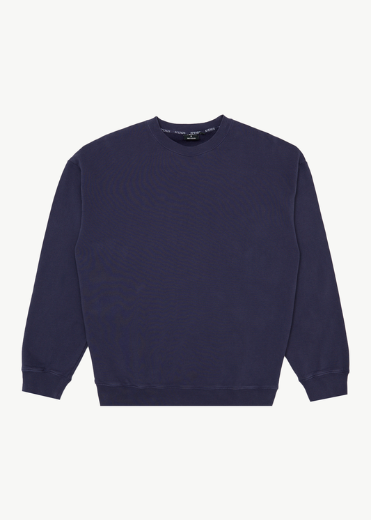 AFENDS Mens Genesis - Boxy Long Sleeve Tee - Washed Deep Sea