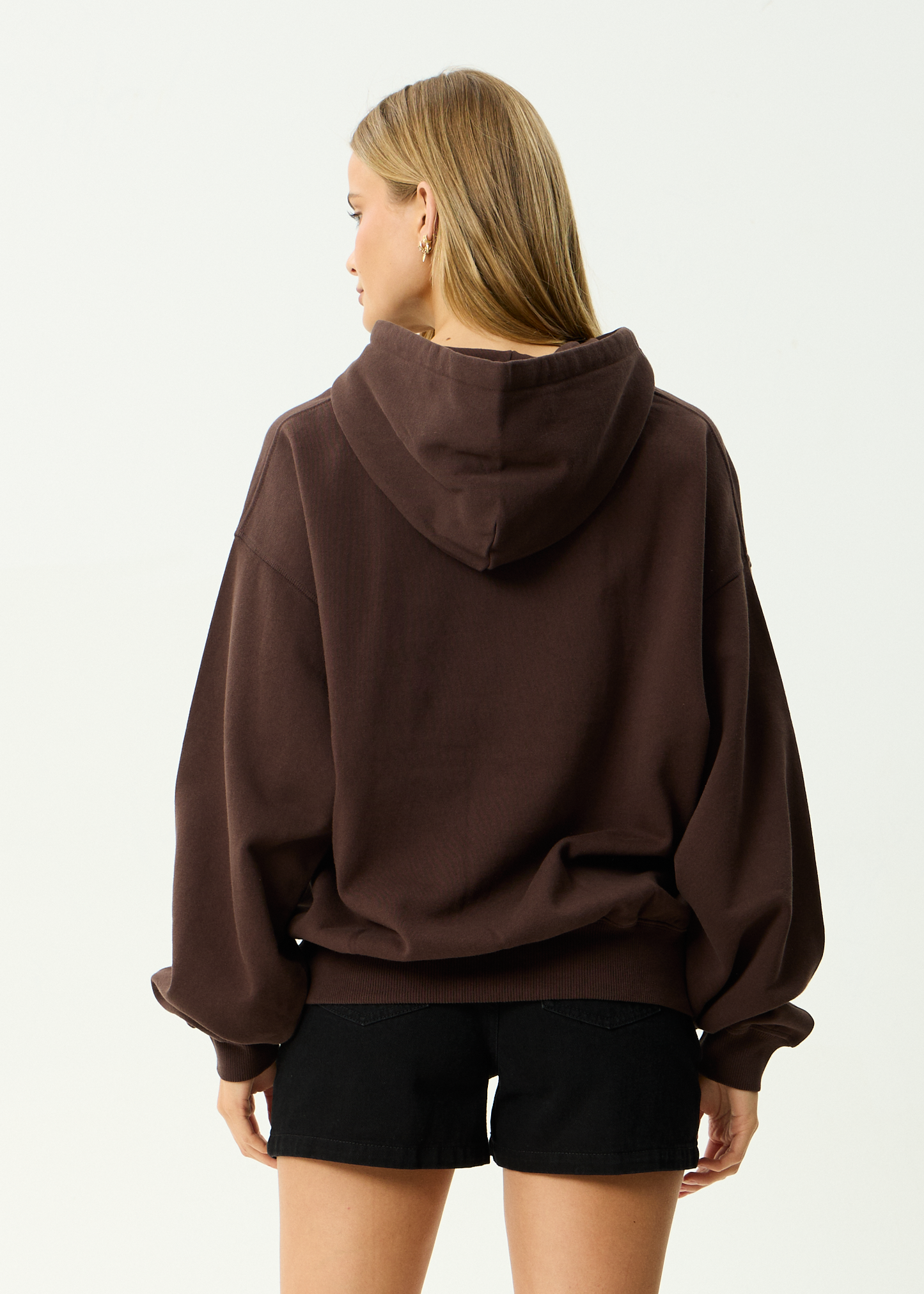 AFENDS Mens Genesis - Boxy Pull On Hood - Washed Coffee