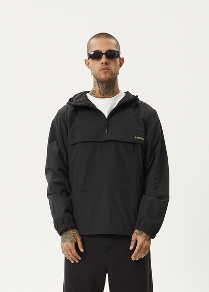 AFENDS Mens System - Water Resistant Spray Anorak Jacket - Black