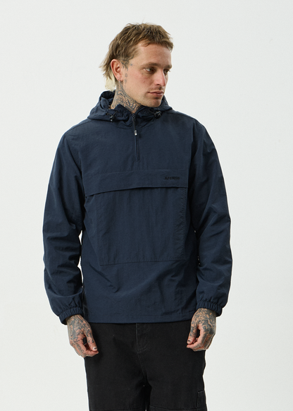 AFENDS Mens System - Water Resistant Spray Anorak Jacket - Deep Sea