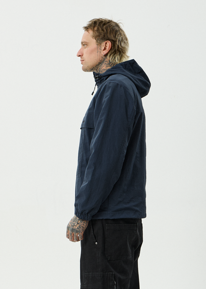 AFENDS Mens System - Water Resistant Spray Anorak Jacket - Deep Sea