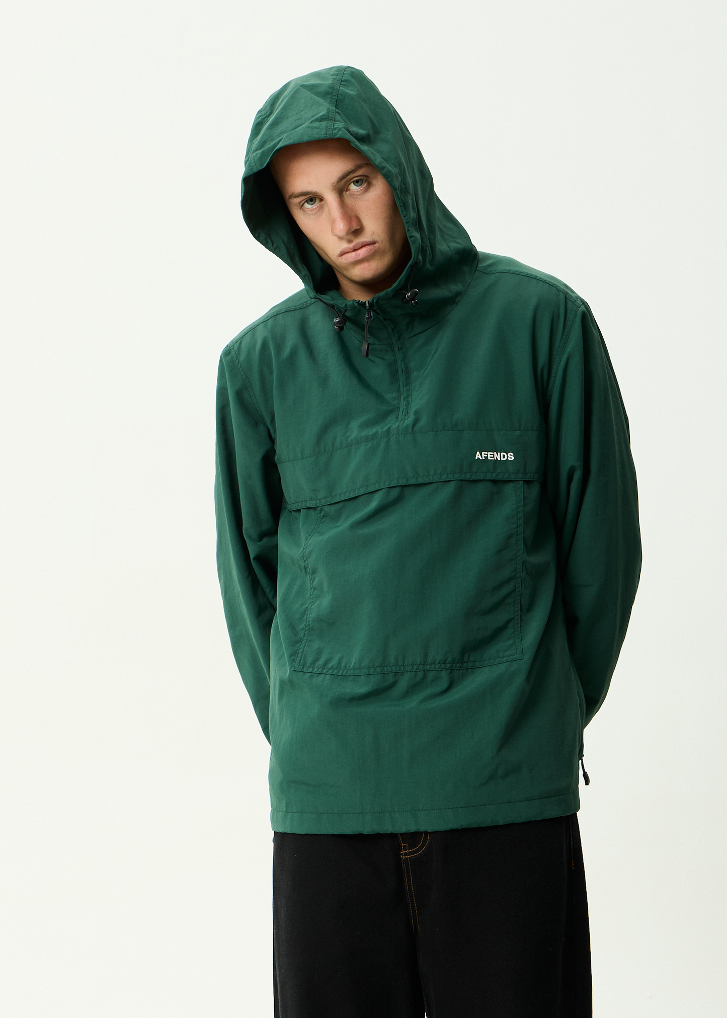 AFENDS Mens System - Water Resistant Spray Anorak Jacket - Pine
