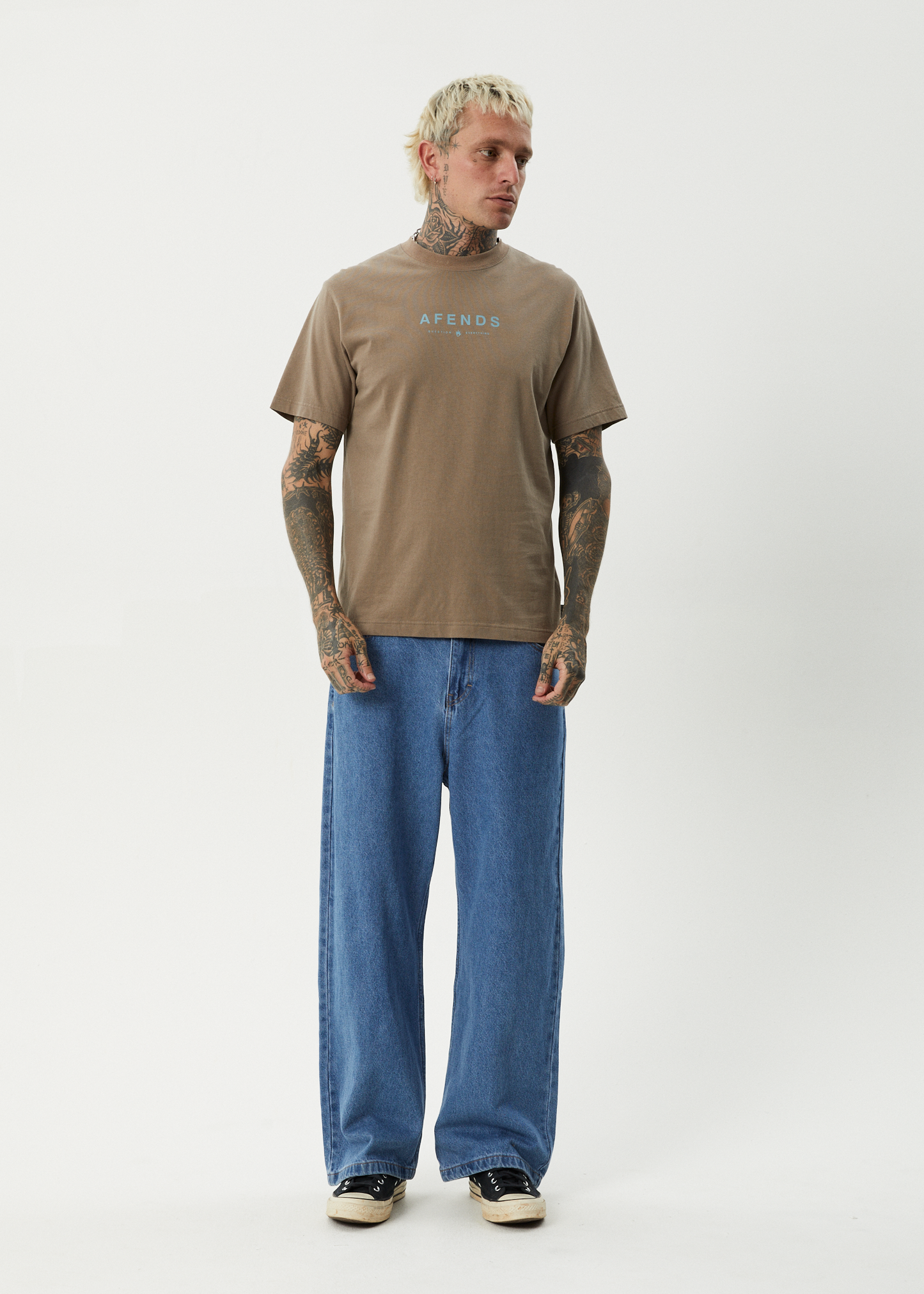 AFENDS Mens Thrown Out - Retro Tee - Fossil