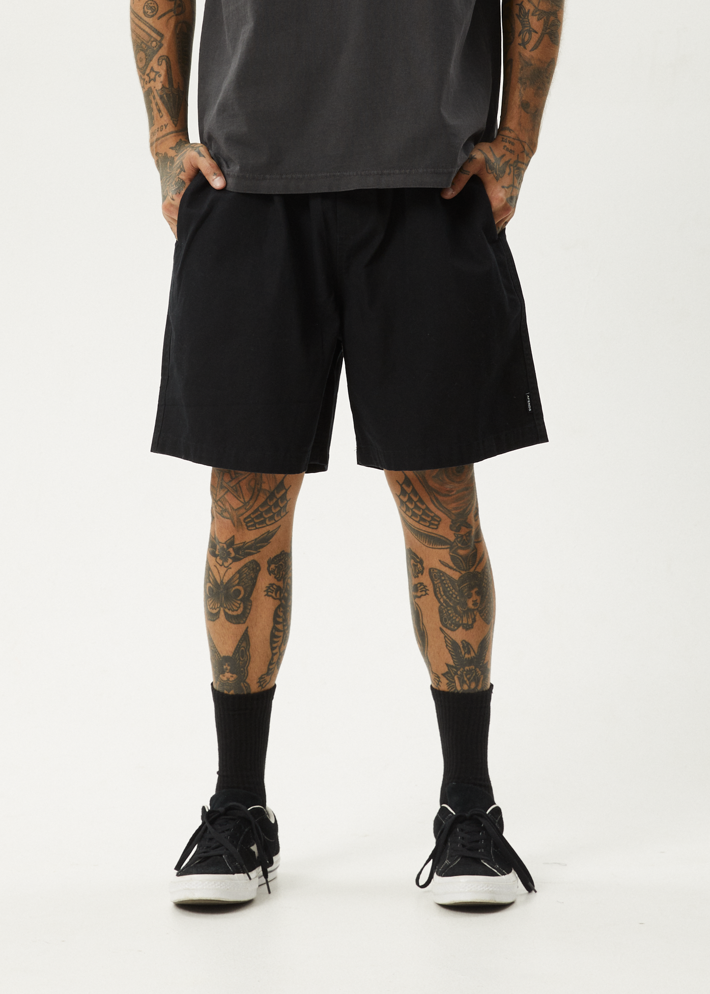 AFENDS Mens Ninety Eights - Oversized Short 20" - Black