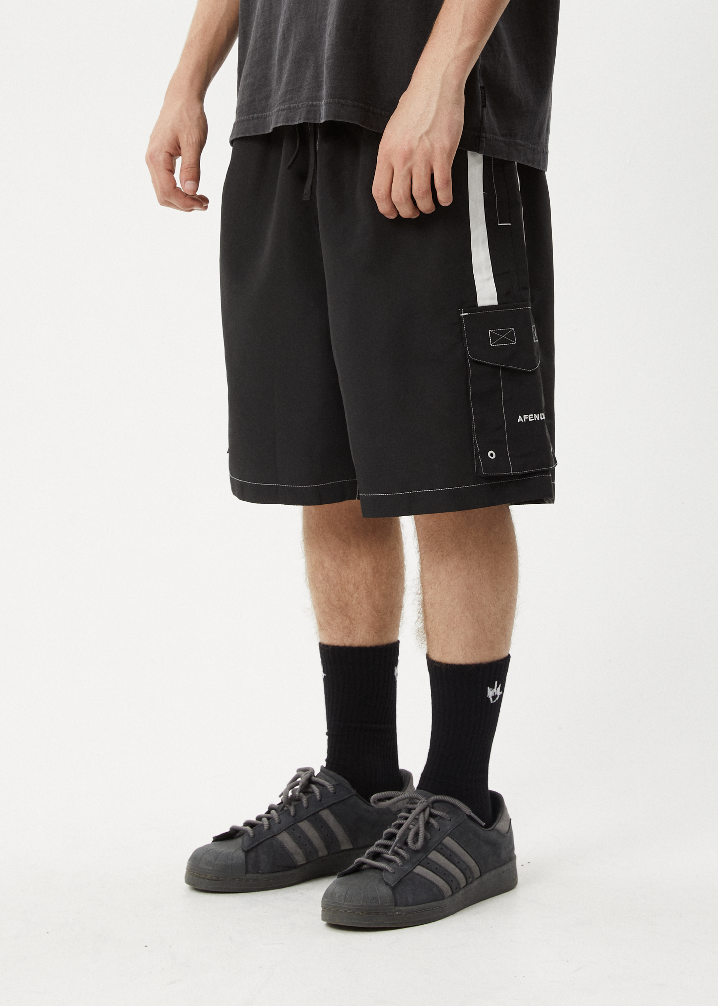 AFENDS Mens House Related - Cargo Swim Short 21" - Black