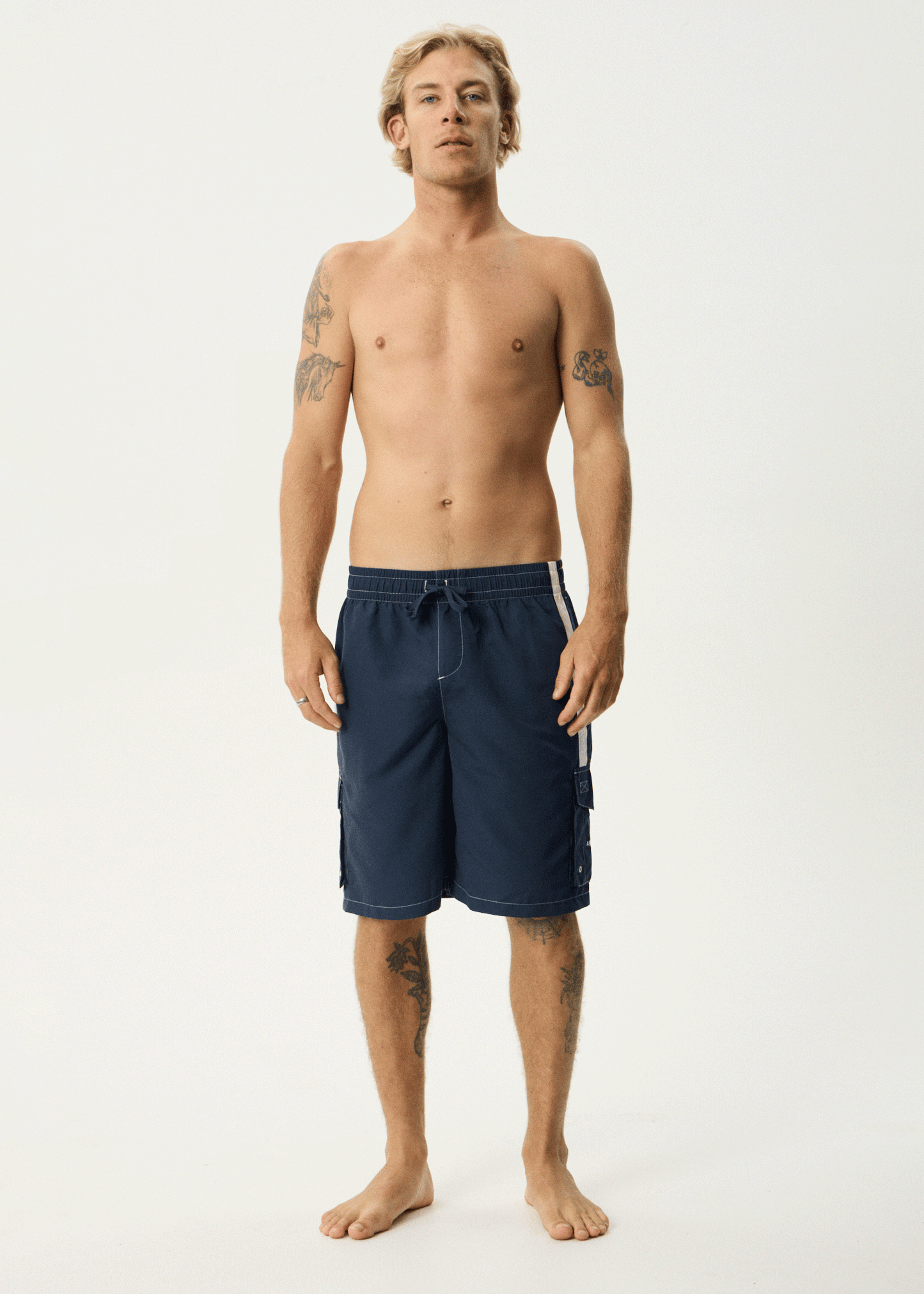 AFENDS Mens House Related - Cargo Swim Short 21" - Navy