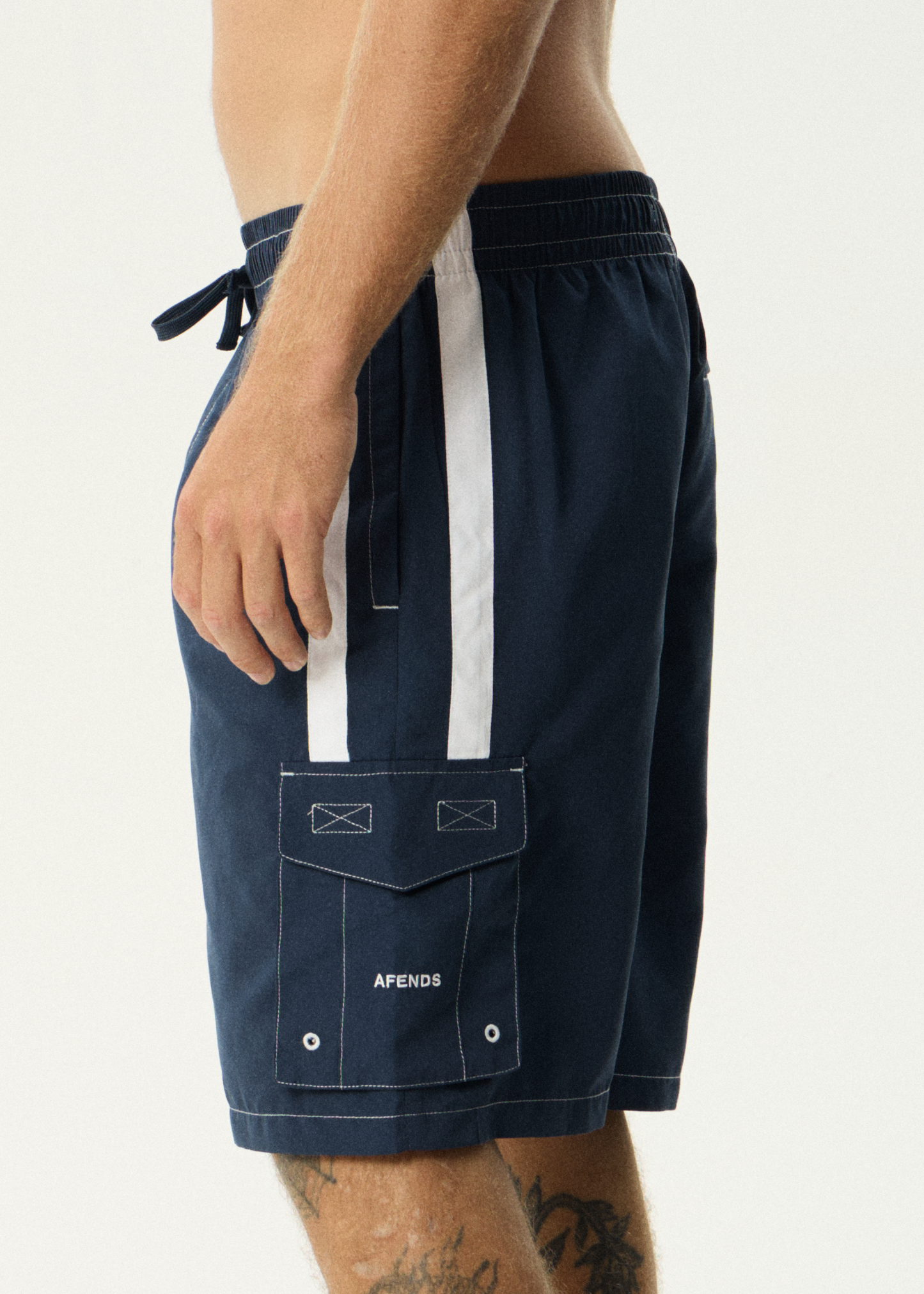AFENDS Mens House Related - Cargo Swim Short 21" - Navy