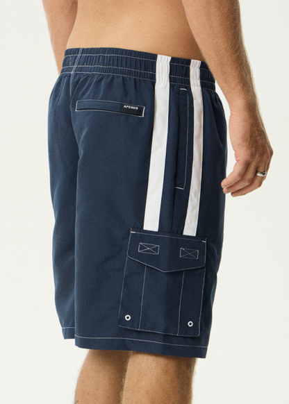 AFENDS Mens House Related - Cargo Swim Short 21" - Navy