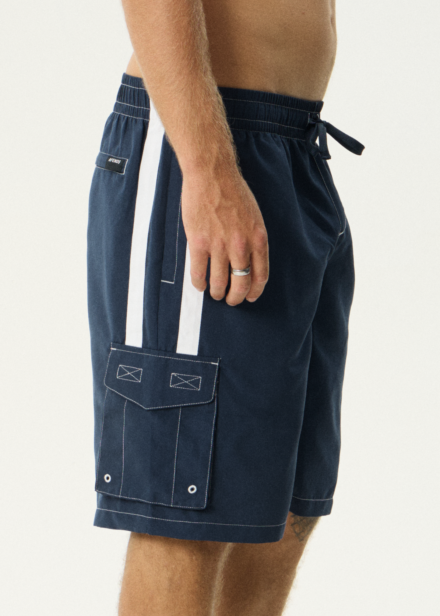 AFENDS Mens House Related - Cargo Swim Short 21" - Navy