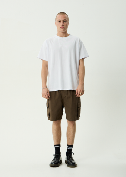 AFENDS Mens Ripped Out 98 - Oversized Cargo Short 20" - Coffee