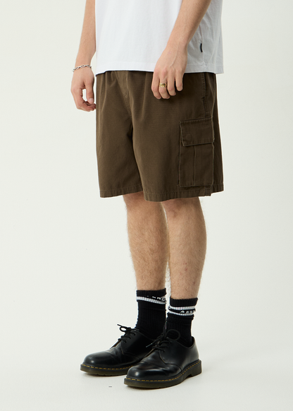 AFENDS Mens Ripped Out 98 - Oversized Cargo Short 20" - Coffee