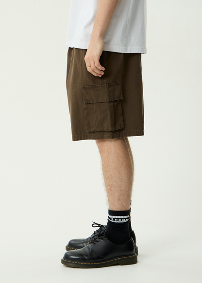 AFENDS Mens Ripped Out 98 - Oversized Cargo Short 20" - Coffee