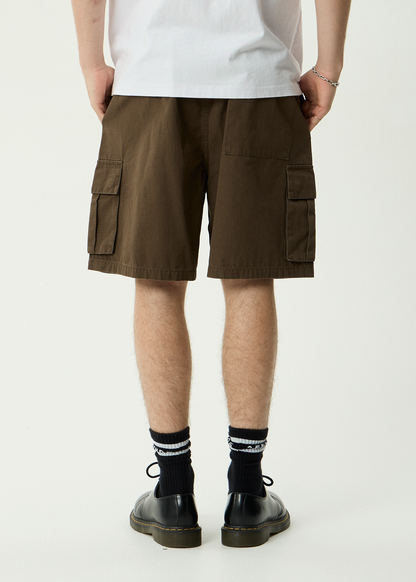 AFENDS Mens Ripped Out 98 - Oversized Cargo Short 20" - Coffee