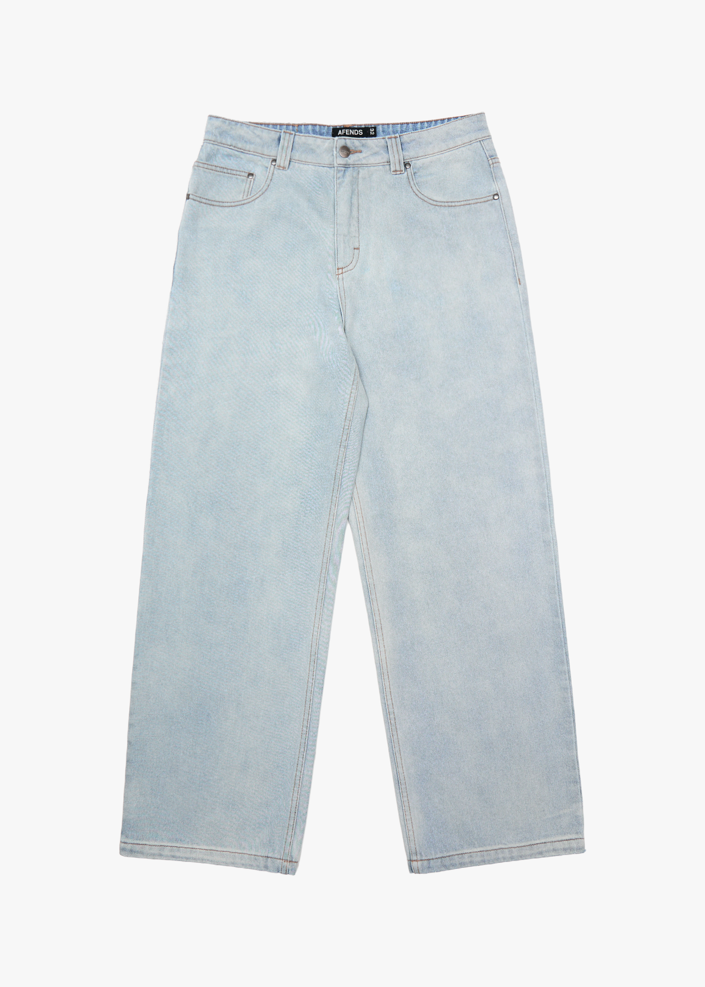 AFENDS Mens Pablo - Denim Baggy Jean - Stone Blue