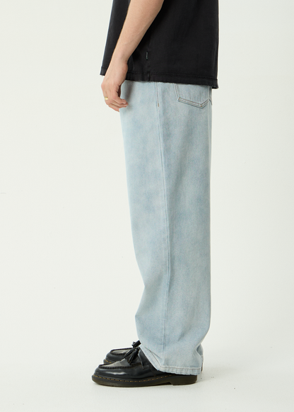 AFENDS Mens Pablo - Denim Baggy Jean - Stone Blue