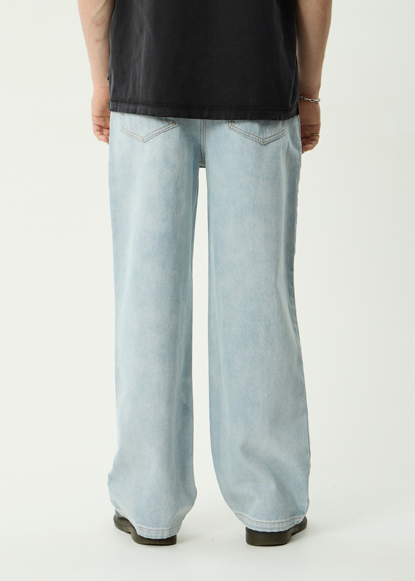 AFENDS Mens Pablo - Denim Baggy Jean - Stone Blue