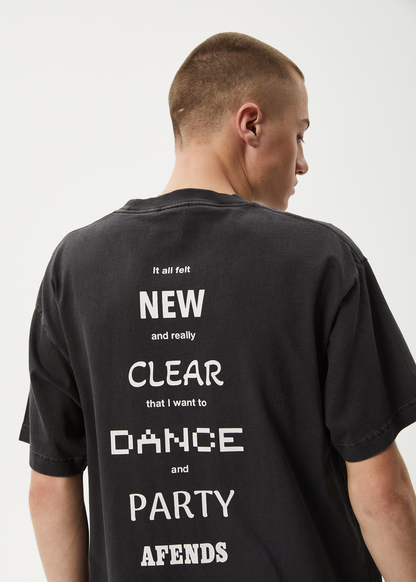 AFENDS Mens New And Clear - Heavyweight Boxy Tee - Stone Black
