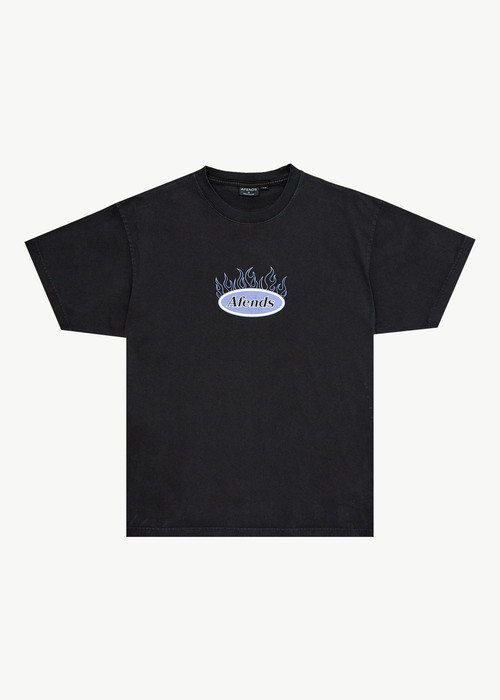 AFENDS Mens Fast Forward - Heavyweight Boxy Tee - Stone Black