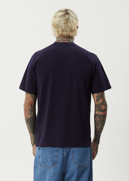 AFENDS Mens Burnin - Retro Tee - Deep Sea