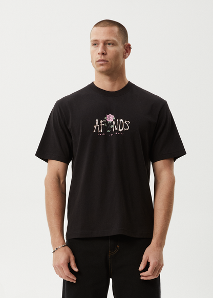 AFENDS Mens Smell The Roses - Retro Tee - Black