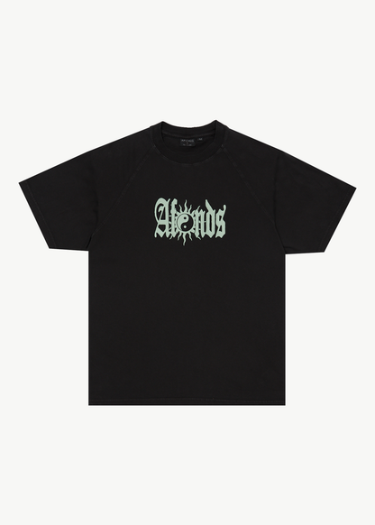 AFENDS Mens Sun Bite - Raglan Boxy Tee - Stone Black