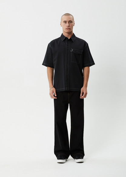 AFENDS Mens Flame - Short Sleeve Shirt - Black